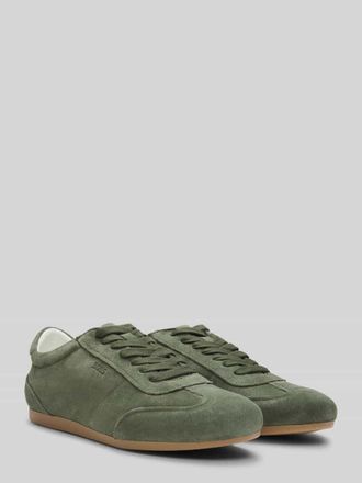 HUGO BOSS Sneaker aus echtem Veloursleder mit Logo-Pr&auml;gung in Dunkelgruen, Gr&ouml;&szlig;e 37
