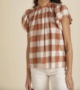 Trovata Carla Highneck Shirt In Whiskey Check