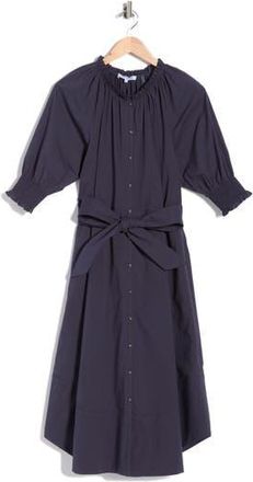 Ramy Brook Kleo Puff Sleeve Cotton Shirtdress in Navy at Nordstrom Rack, Size X-Small