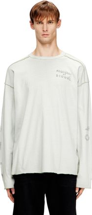 Diesel Relaxed long-sleeve T-shirt with printed sleeves - T-Shirts - Man - Grey