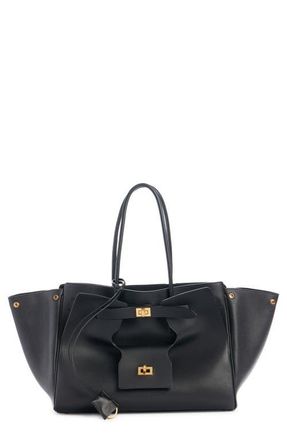 Balenciaga Medium Bel Air Calfskin Leather Tote in 1000 Black at Nordstrom