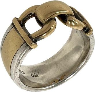 Herm&egrave;s Gold Silver Yellow Gold (18K) Silver 925 Band Ring (Pre-Owned)