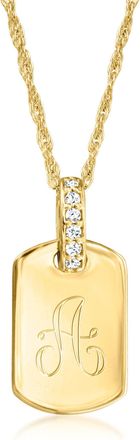 RS Pure by Ross-Simons 14kt Yellow Gold Personalized Dog Tag Pendant Necklace With Diamonds