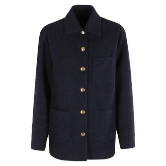 Pinko Light Jackets, female, Blue, S, Blue Ice Jacket Long Sleeve Button Closure