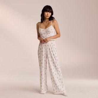 Lounge Pointelle Pyjama Bottoms - White Floral - S
