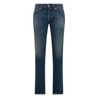 Moorer Heren, Jeans, Blauw, Maat: W30 Katoen