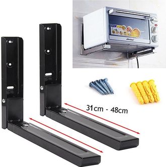 Trade Shop Trade Shop - Par De Soportes De Pared Para Suspensi&oacute;n De Horno Microondas 2 X Soportes Negro