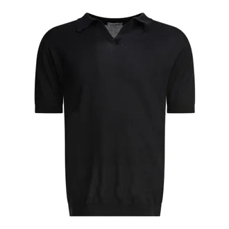 John Smedley Polo Shirts, male, Black, Size: 2XL Eco-Friendly Black Polo Shirt