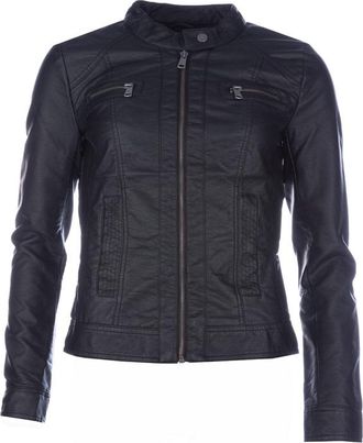 Only Bandit imitatieleren motorjack voor dames, zwart