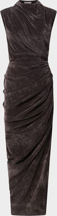 Et Ochs Olympia Draped Bodycon Velvet Midi Dress