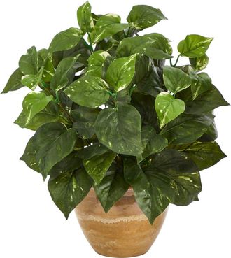 Nearly Natural 14-in Pothos Artificial Plant in Ceramic Planter in Green at Nordstrom