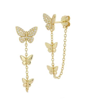 Glaze Jewelry 14K Over Silver Cz Butterfly Drop Earrings