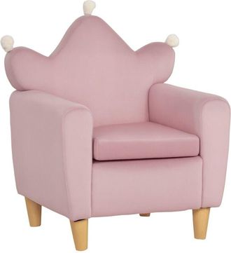 HOMCOM Homcom Sill&oacute;n Infantil Mini Sof&aacute; Para Ni&ntilde;os De +3 A&ntilde;os Con Asiento Acolchado Reposabrazos Y Estructura De Madera Carga M&aacute;x. De 45 Kg 50x42x58 Cm Rosa