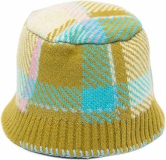 Ader Error Geruite Gebreide Bucket Hoed - Heren - Hoeden - Veelkleurig - M - Wol - Accessoires