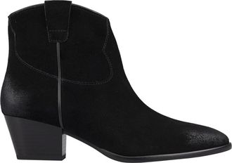 Ash Zwarte Su&egrave;de Enkellaarzen met 5cm Hak - Dames - Cowboylaarzen - Zwart - 37 EU - Su&egrave;de - Schoenen