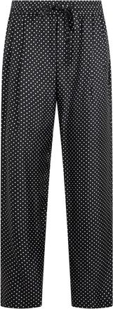 Dolce & Gabbana Zijden broek met polkadotprint - Heren - Straight fit broeken - Zwart - L - Broeken