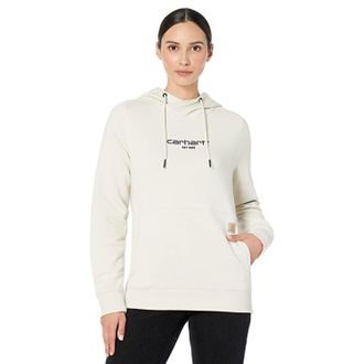 Carhartt Work in Progress Force Hoodie Women Beige Graphic Print Relaxed Fit Lightweight JZZ56