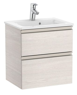 Roca Roca - Pack Unik Mueble Base Compacto De 2 Cajones + Lavabo The Gap Color: Fresno N&oacute;rdico - Medidas: 505x380x537 Mm