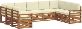 vidaXL Conjunto De Sof&aacute;s De Exterior 9 Uds. Natural Y Crema Vidaxl