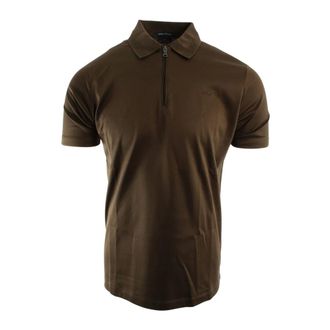 Paul & Shark Paul & Shark, Polo Shirts, male, Brown, Size: M Cotton Polo Shirt with Zip and Embroidery