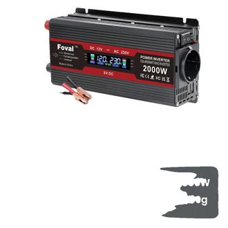 OEM Inversor De Onda Sinusoidal Modificada, Dos Puertos Usb, 2000 W, 12 V, Negro