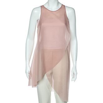 Emporio Armani Pink Taffeta Sheer Sleeveless Top