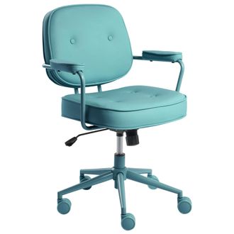 Beliani Silla De Oficina De Piel Sint&eacute;tica Estructura De Metal Funci&oacute;n Giratoria Inclinaci&oacute;n Altura Ajustable Muebles De Oficina Turquesa Paramus