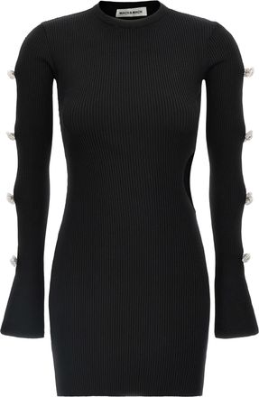 Mach & Mach Womens Cut-Out Crystal Bow Dress