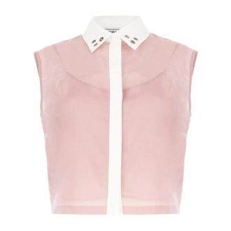 Iceberg Sleeveless Tops, female, Pink, Size: 2XS Eyelet-Embellished Sleeveless Shirt