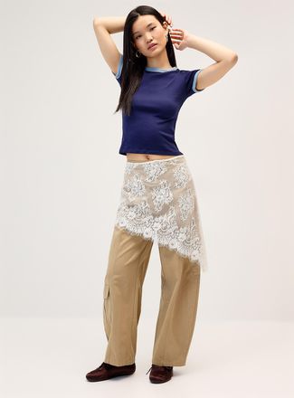 Twik Womens Lace scarf wide-leg pant