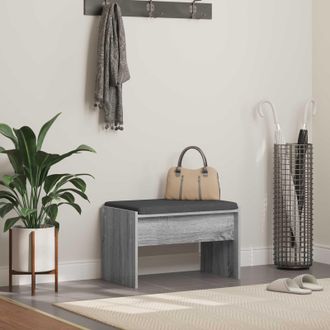 vidaXL Vidaxl Panca Per Ingresso Con Cuscino Grigio Sonoma 63 X 38 X 40