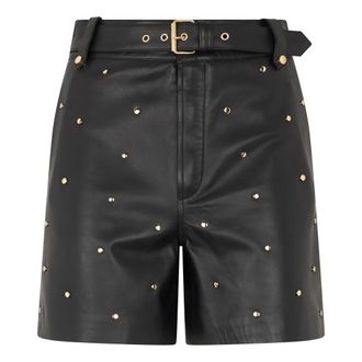 Red Valentino Casual Shorts, female, Black, Size: 2XS Belted Leather Shorts