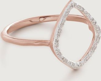 Monica Vinader Riva Diamond Hoop Ring, Rose Gold Vermeil on Silver