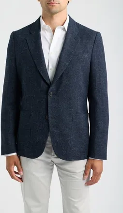Paul Smith Navy Slub Wool & Cotton Blend Sport Coat in Very Dark Navy at Nordstrom, Size 42