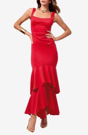 Lipsy Red Tiered Ruffle Cocktail Dress at Nordstrom, Size 10 Us