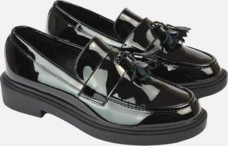 XY London Womens XY London Womens/Ladies Alida Patent Chunky Tassel Flat Loafers - Black - Size: 4