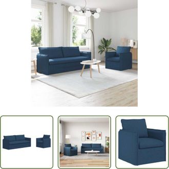 vidaXL Divano in tessuto - Set di divani 2 pcs Blu 196 x 82 x 85 cm Tessuto