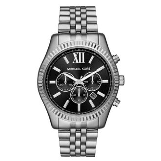 Michael Kors Accessoires, Heren, Grijs, ONE Size, Stalen Herenhorloge Zilver