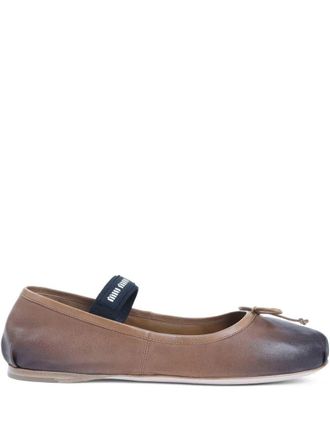 Miu Miu Vintage Effect Leather Ballerinas Shoes
