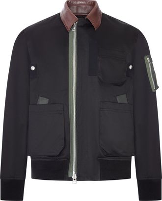 sacai UTILITY BOMBER JACKET WITH LEATHER DETAILS - Sacai - Man