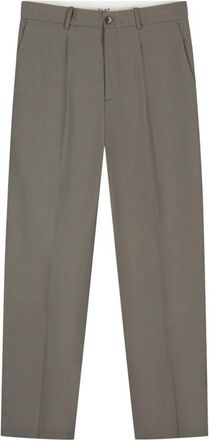 Olaf Hussein Regular Wool Pleated Broeken - Heren - Straight fit broeken - Bruin - M - Broeken