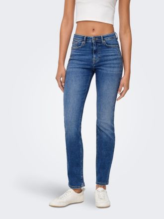 Only Slim-fit-Jeans ONLY ONLSUI MID SLIM RHINESTONE DNM TAI, Damen, Gr. XL (42), L&auml;nge 30, blau (medium blau denim), Denim/Jeans, Obermaterial: 92% Baumwol