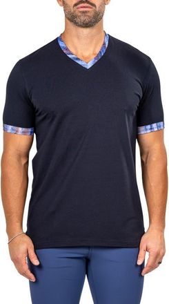 Maceoo Edison Marthyr0003 Blue Cotton V-Neck T-Shirt at Nordstrom, Size 4