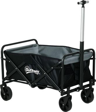 OUTSUNNY Carro De Jard&iacute;n Carro Plegable Con 4 Ruedas Longitud Y &Aacute;ngulo Del Mango Ajustables Capacidad 70 L Carga 80 Kg Para Playa Campa&ntilde;a