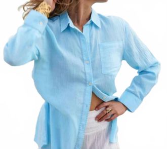 Debbie Katz Womens Solara Boyfriend Shirt In Turquoise