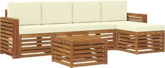 vidaXL Conjunto De Sof&aacute;s De Exterior 6 Uds. Natural Y Crema Vidaxl