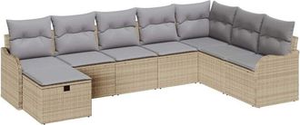 vidaXL Vidaxl - Conjunto De Sof&aacute; De Jard&iacute;n Con Coj&iacute;n 8 Pcs Beige Polirat&aacute;n