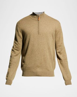 Neiman Marcus Men & apos;s Wool-Cashmere 1/4-Zip Sweater