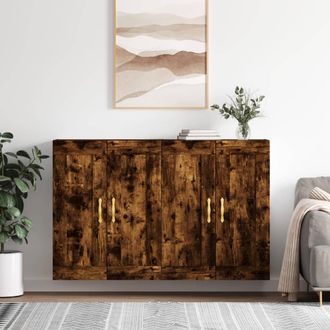 vidaXL Vidaxl - Armarios De Pared 2 Uds Madera De Ingenier&iacute;a Roble Ahumado