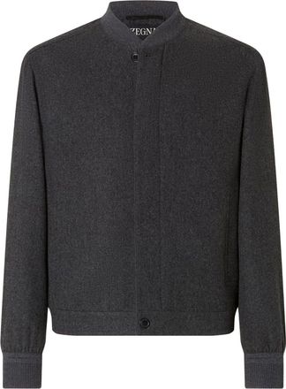 Ermenegildo Zegna DARK GREY MULTI-MELANGE OASI CASHMERE ELEMENTS BOMBER JACKET - Zegna - Man
